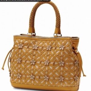 BRIGHTON GLORIA LEATHER FLORAL XL HANDBAG TOTE Retail $520.00 EUC